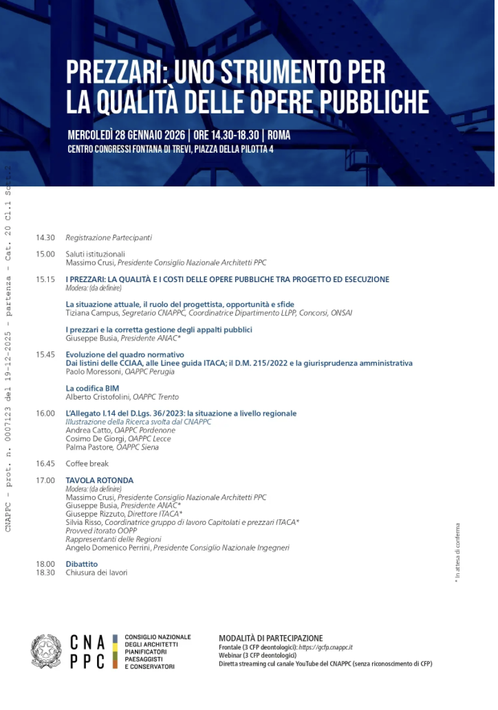 I prezzari, uno strumento per la qualità delle opere pubbliche